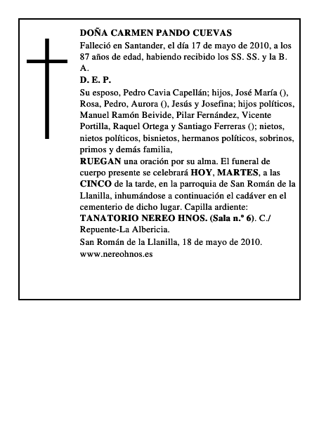 DOÑA CARMEN PANDO CUEVAS