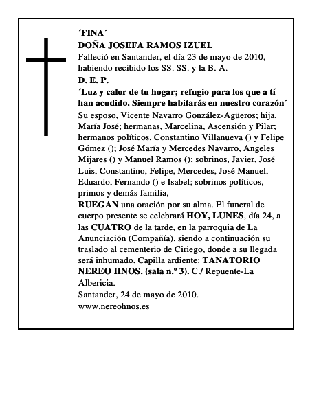 DOÑA JOSEFA RAMOS IZUEL