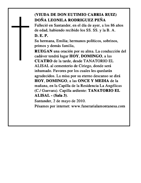 DOÑA LEONILA RODRIGUEZ PEÑA