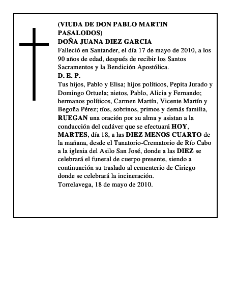 DOÑA JUANA DIEZ GARCIA