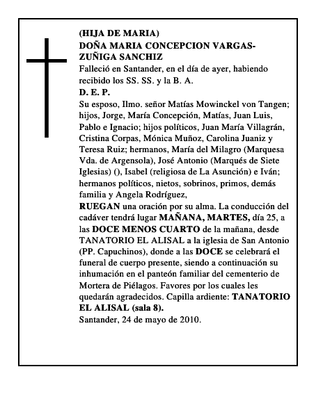 DOÑA MARIA CONCEPCION VARGAS-ZUÑIGA SANCHIZ