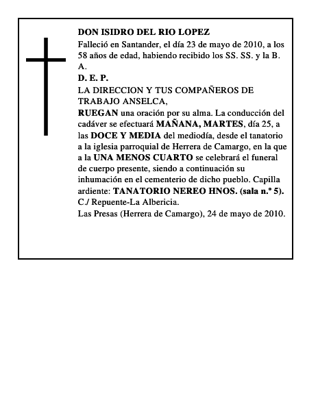 DON ISIDRO DEL RIO LOPEZ