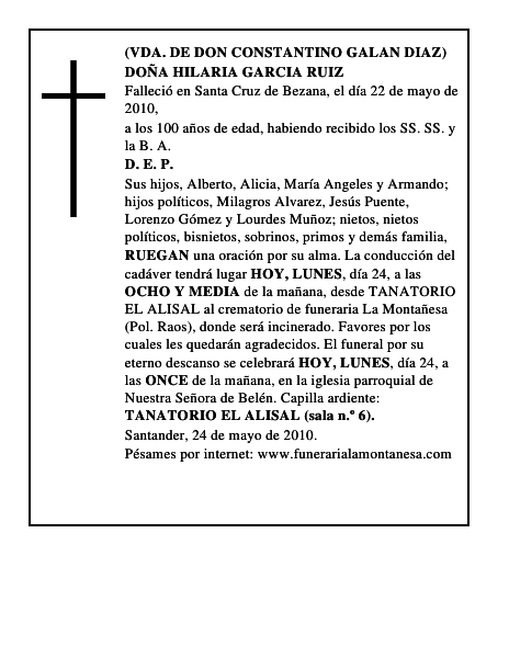 DOÑA HILARIA GARCIA RUIZ
