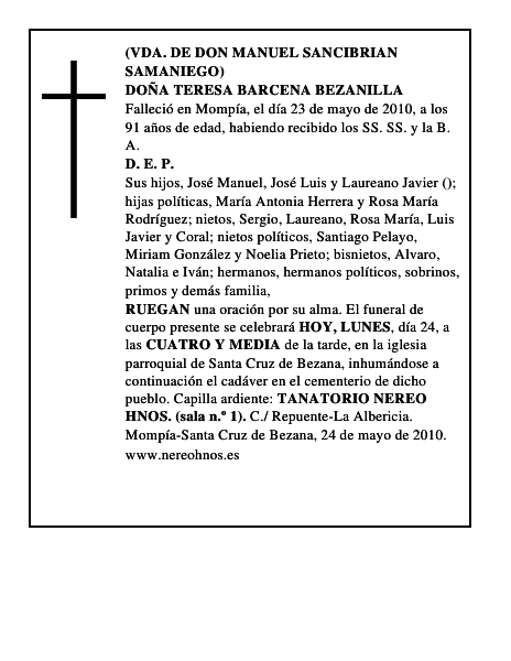 DOÑA TERESA BARCENA BEZANILLA