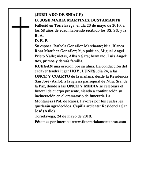 D. JOSE MARIA MARTINEZ BUSTAMANTE
