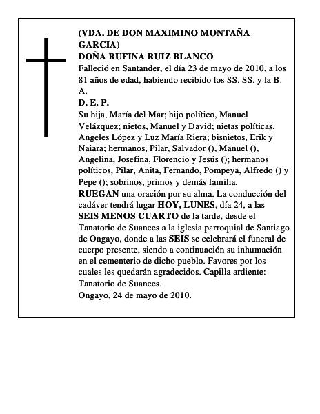 DOÑA RUFINA RUIZ BLANCO