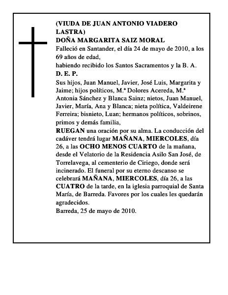 DOÑA MARGARITA SAIZ MORAL