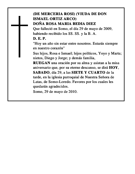 DOÑA ROSA MARIA BEDIA DIEZ