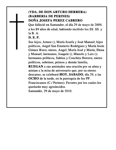 DOÑA JOSEFA PEREZ CABRERO