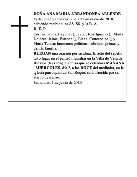 DOÑA ANA MARIA ARRANDONEA ALLENDE
