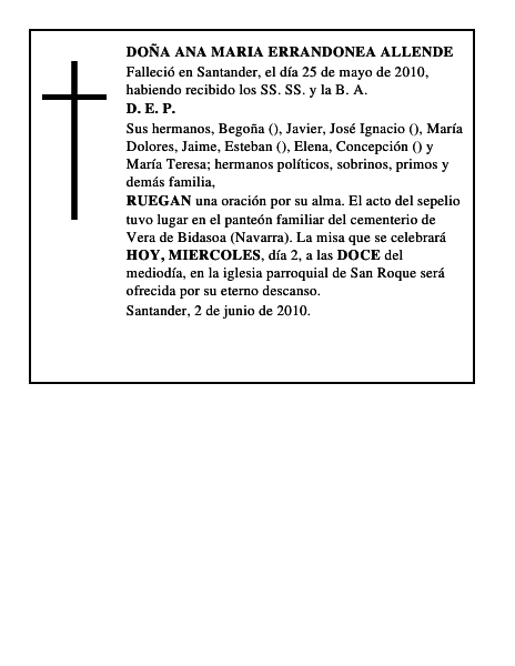 DOÑA ANA MARIA ERRANDONEA ALLENDE