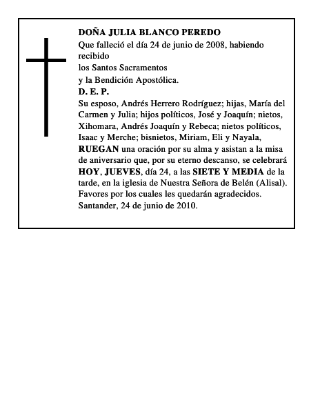 DOÑA JULIA BLANCO PEREDO