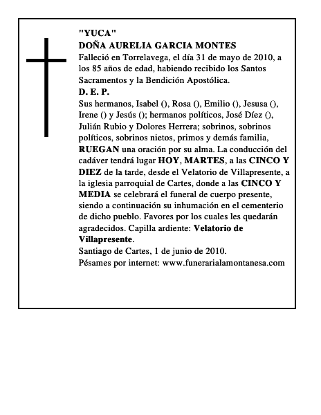 DOÑA AURELIA GARCIA MONTES
