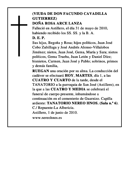 DOÑA ROSA ARCE LANZA