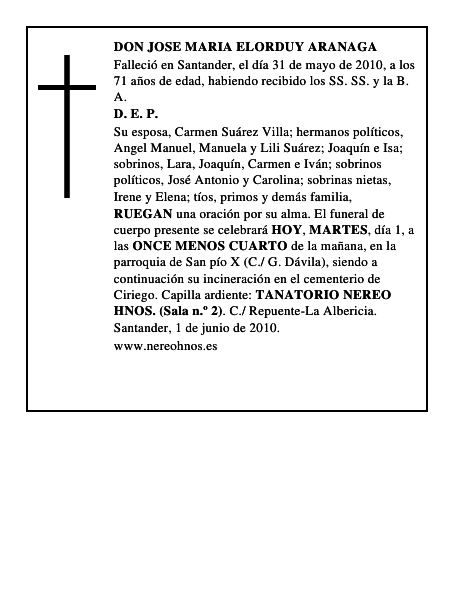 DON JOSE MARIA ELORDUY ARANAGA