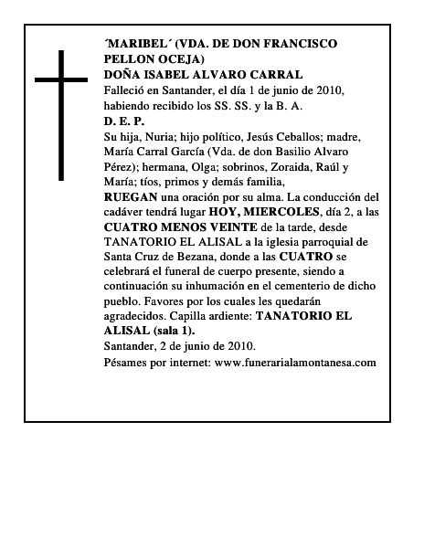 DOÑA ISABEL ALVARO CARRAL