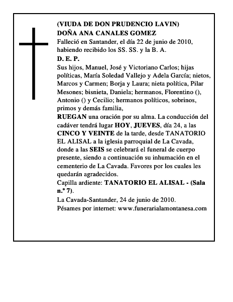 DOÑA ANA CANALES GOMEZ