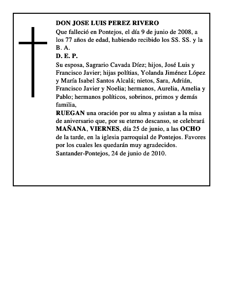 DON JOSE LUIS PEREZ RIVERO