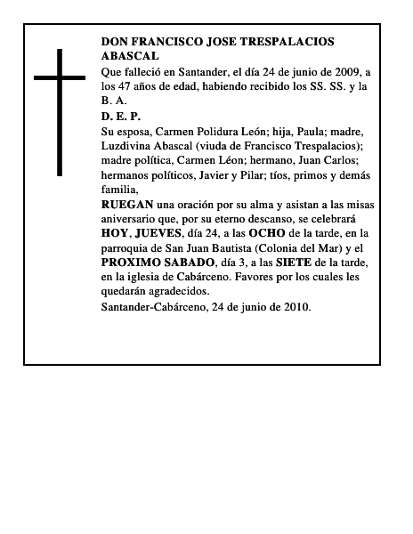 DON FRANCISCO JOSE TRESPALACIOS ABASCAL