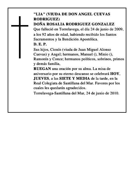 DOÑA ROSALIA RODRIGUEZ GONZALEZ
