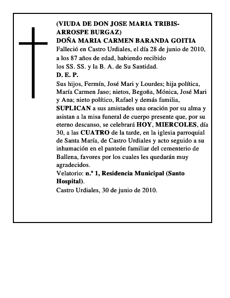 DOÑA MARIA CARMEN BARANDA GOITIA