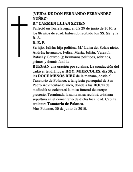D.ª CARMEN LUJAN SETIEN