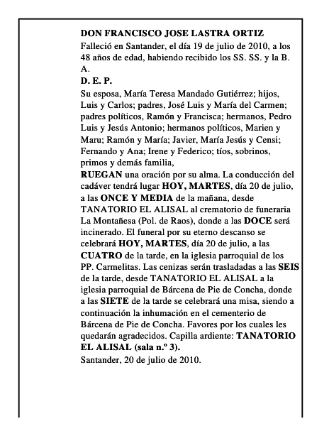 DON FRANCISCO JOSE LASTRA ORTIZ