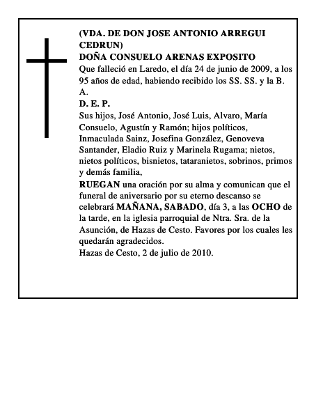 DOÑA CONSUELO ARENAS EXPOSITO