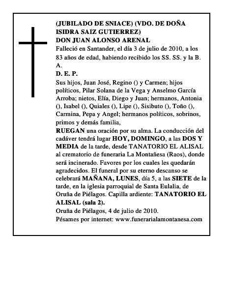 DON JUAN ALONSO ARENAL