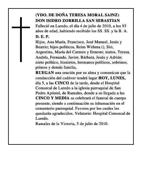 DON ISIDRO ZORRILLA SAN SEBASTIAN