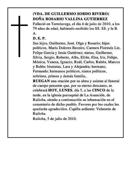DOÑA ROSARIO VALLINA GUTIERREZ