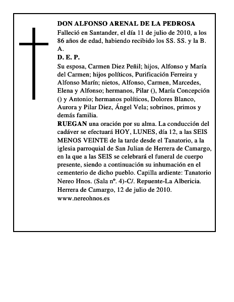 DON ALFONSO ARENAL DE LA PEDROSA