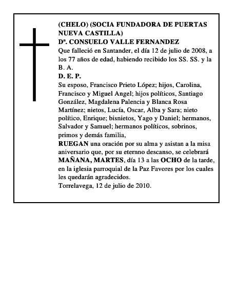 Dª. CONSUELO VALLE FERNANDEZ