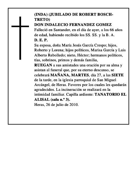 DON INDALECIO FERNANDEZ GOMEZ
