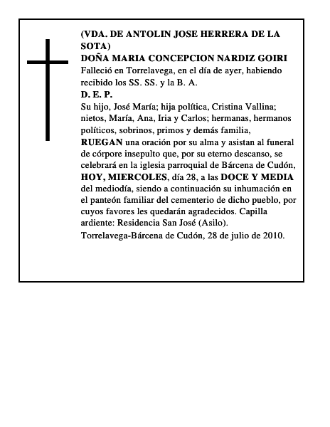 DOÑA MARIA CONCEPCION NARDIZ GOIRI