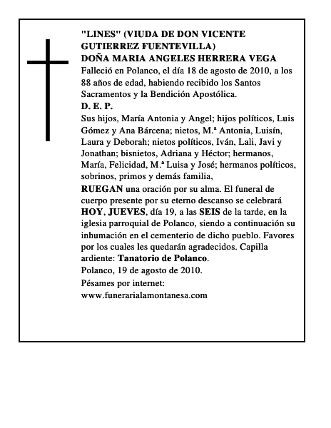 DOÑA MARIA ANGELES HERRERA VEGA