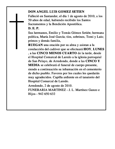 DON ANGEL LUIS GOMEZ SETIEN
