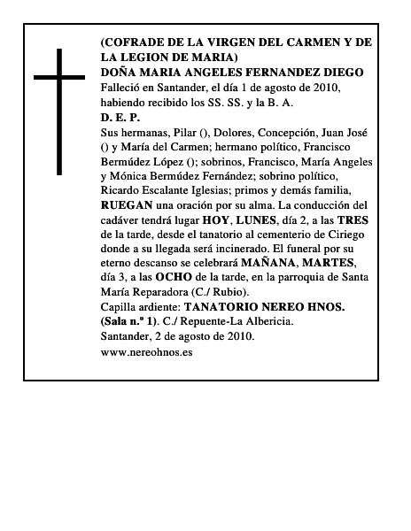 DOÑA MARIA ANGELES FERNANDEZ DIEGO