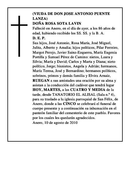 DOÑA ROSA SOTA LAVIN