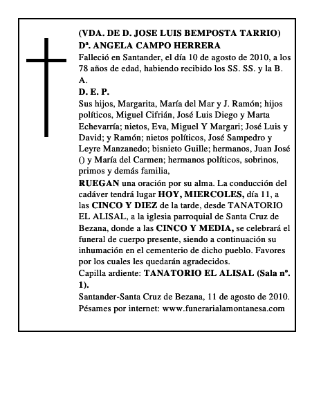 Dª. ANGELA CAMPO HERRERA