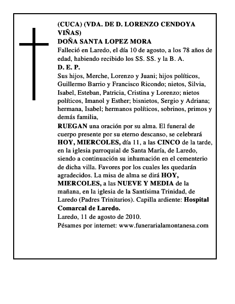 DOÑA SANTA LOPEZ MORA