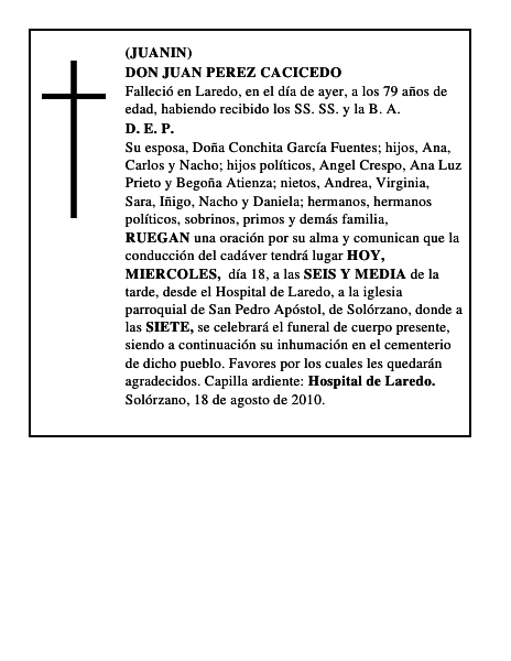 DON JUAN PEREZ CACICEDO