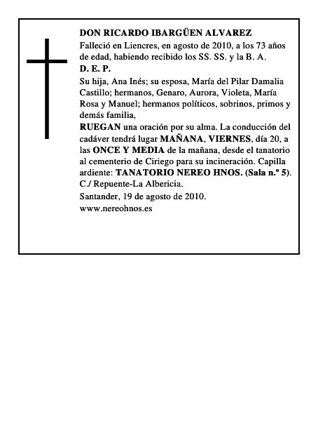 DON RICARDO IBARGÜEN ALVAREZ