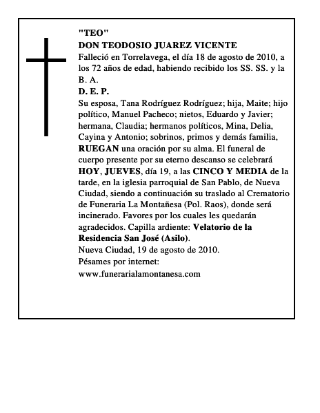 DON TEODOSIO JUAREZ VICENTE