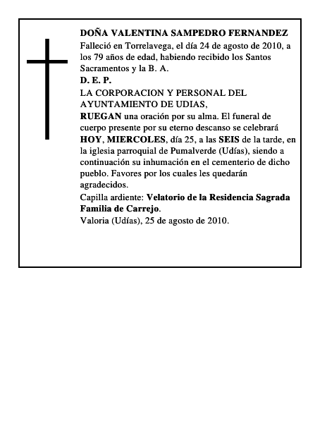 DOÑA VALENTINA SAMPEDRO FERNANDEZ