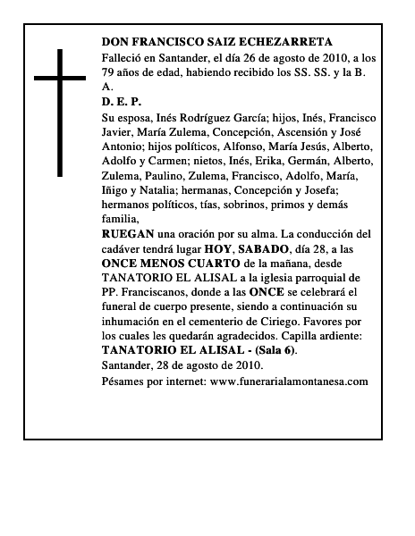 DON FRANCISCO SAIZ ECHEZARRETA