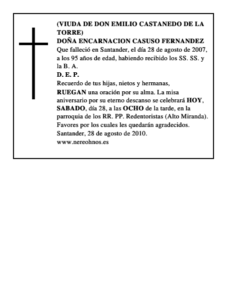 DOÑA ENCARNACION CASUSO FERNANDEZ
