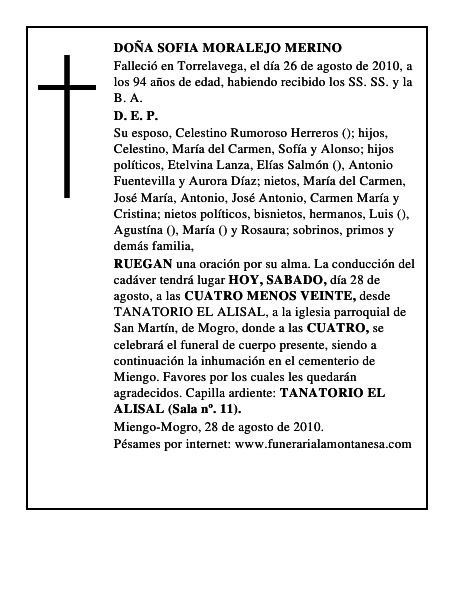 DOÑA SOFIA MORALEJO MERINO