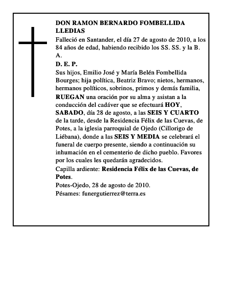 DON RAMON BERNARDO FOMBELLIDA LLEDIAS