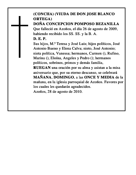 DOÑA CONCEPCION POMPOSO BEZANILLA